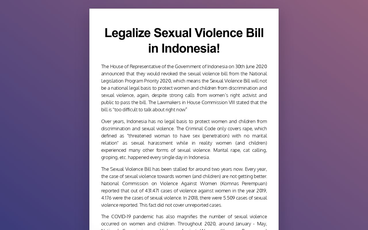 Indonesia S Sexual Violence Bill